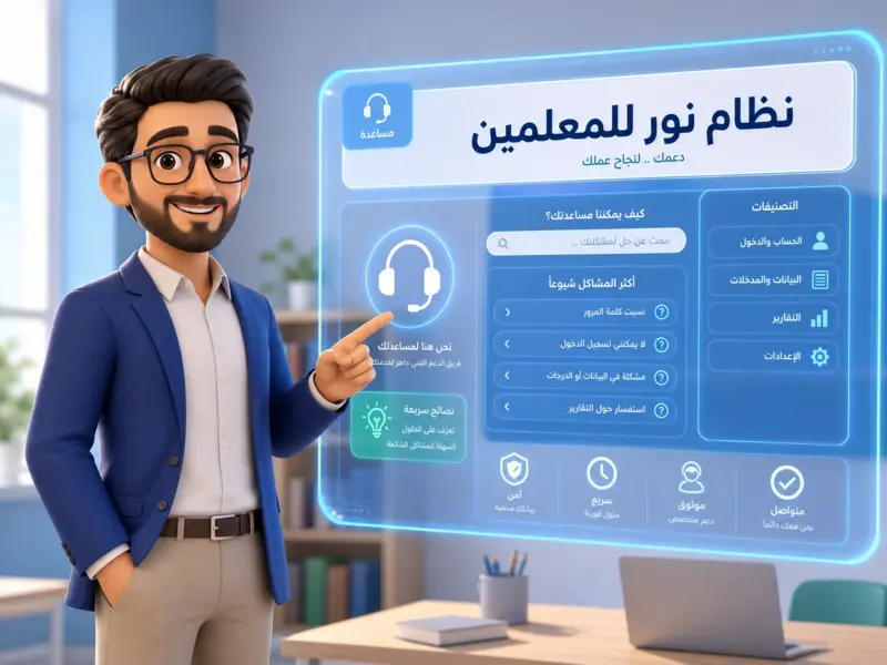 حلول المشاكل الشائعة في نظام نور للمعلمين والدعم الفني
