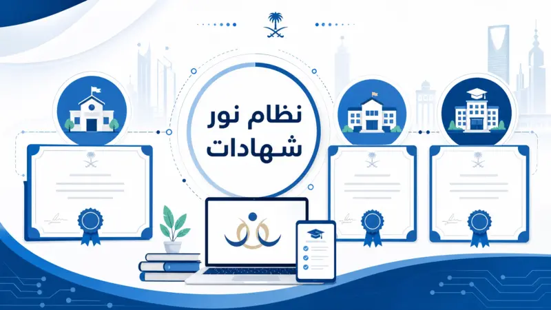 رسم توضيحي لأنواع نظام نور شهادات المختلفة للمراحل الدراسية في السعودية.