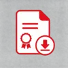 أيقونة مستند بصيغة PDF مع سهم يشير للتحميل للحفظ الإلكتروني