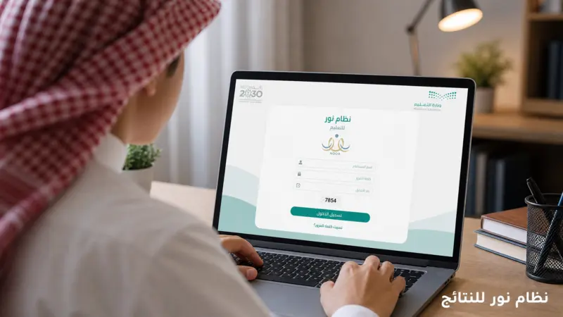 طالب يسجل الدخول الآمن إلى نظام نور للنتائج