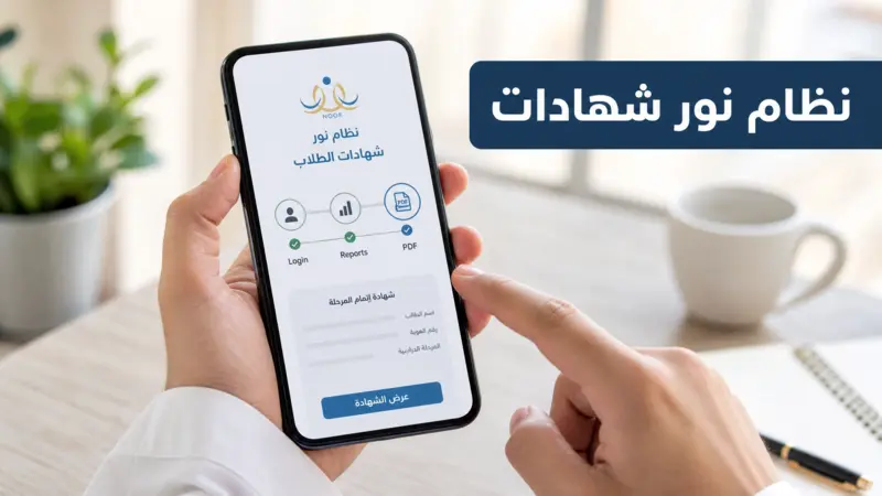 شرح مرئي لكيفية استخراج نظام نور شهادات وطباعتها باستخدام الهاتف الذكي.